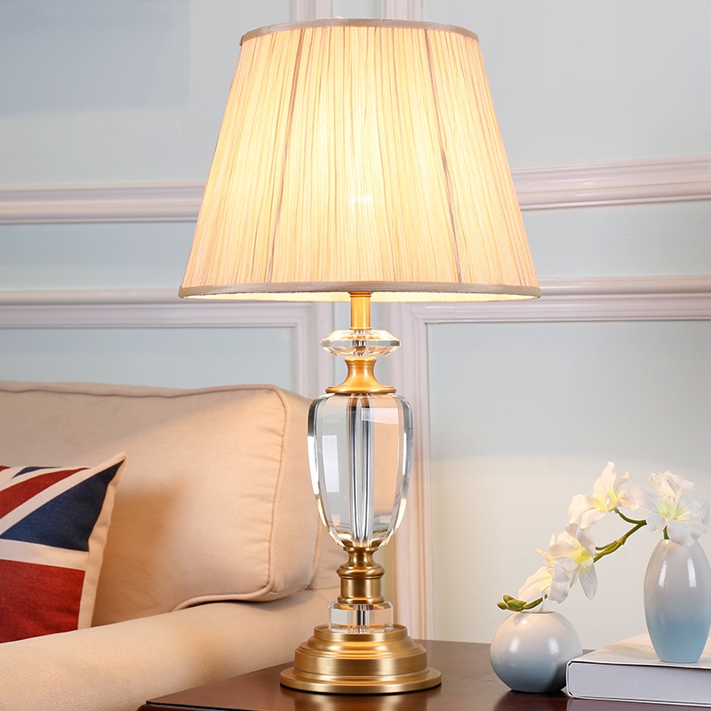 American Minimalist Pure Copper Crystal Table Lamp Decoration Book Room Cozy Bedroom Bedside Living Room Hotel Creative Fashion Table Lamp