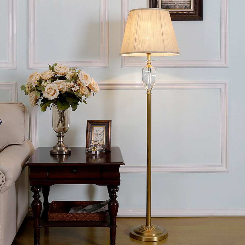 American pure copper crystal floor lamp living room bedroom creative simple fashion decoration floor lamp intelligent remote control