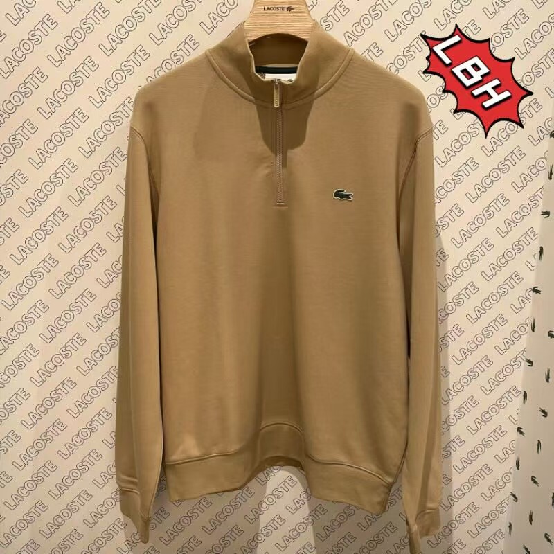 Lacoste French Crocodile 2025 Autumn New Men's Solid Color Stand Collar Half-Zip Sweatshirt Sh9774