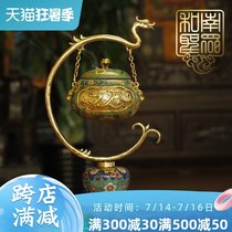 Chinese home interior pure copper ornaments Antique court style sandalwood incense hanging cloisonne enamel incense stove