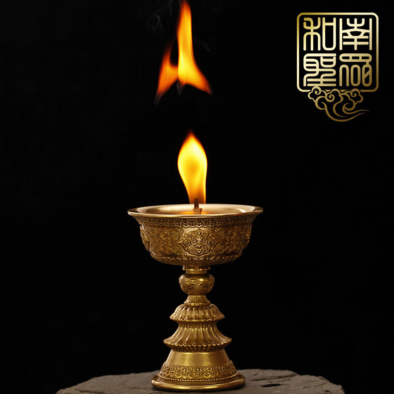 [USD 91.73] Buddha supplies Nepalese pure copper oil lamp octagus