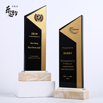 Trophy Custom Crystal Trophy set as an authorized card to produce Excellent Employee Award Honour Souvenir Lettering