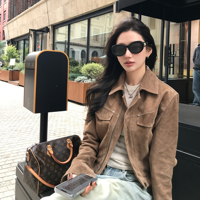 Zhaoxiaonan Fengdu Imported First Layer Suede Sheep Leather Box-Style Short Genuine Leather Jacket Women's Coat 2026