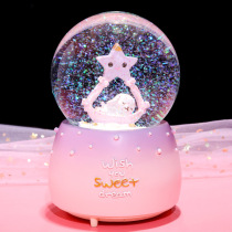 ins girl heart good night rabbit crystal ball music box rotating music box children girlfriend girl girl birthday gift