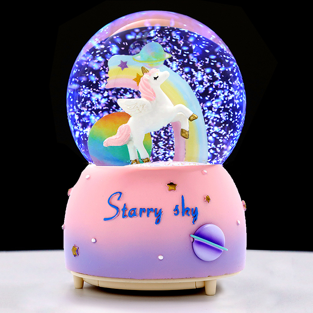 Girl Girl Lightning Crystal Ball Music Box Rotates Eight-Sound Box for Girl Gifts Day Valentine's Day