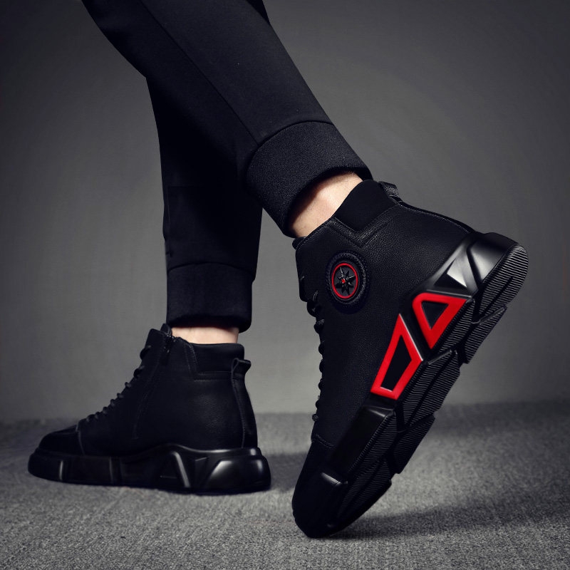 Men's shoes high - gang men's leather leather 2023 new tide in spring and autumn to help casual shoes in the male models