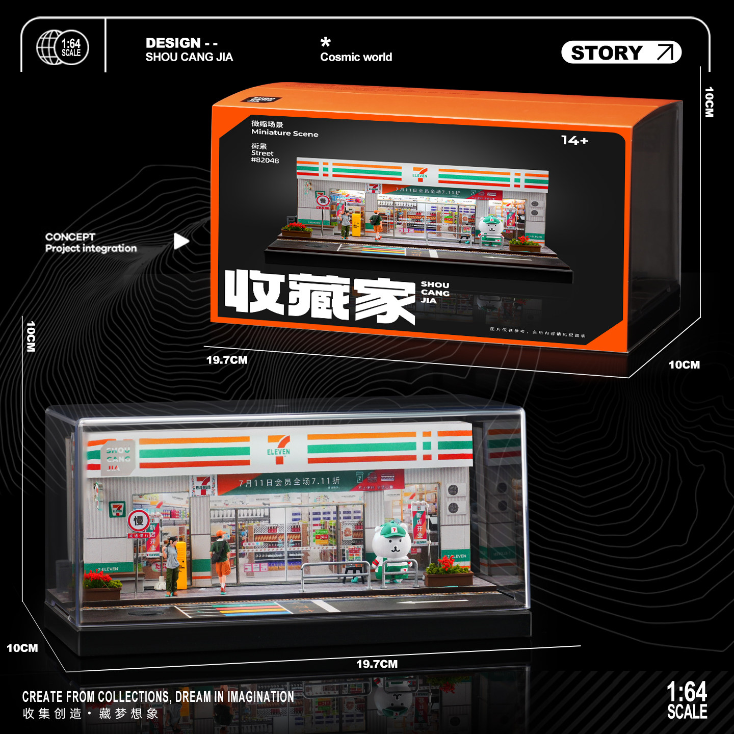 711 Convenience Store 1:64 Miniature Architectural Scene Model Handmade DIY Small House Assembly Toy Display Box Ornament