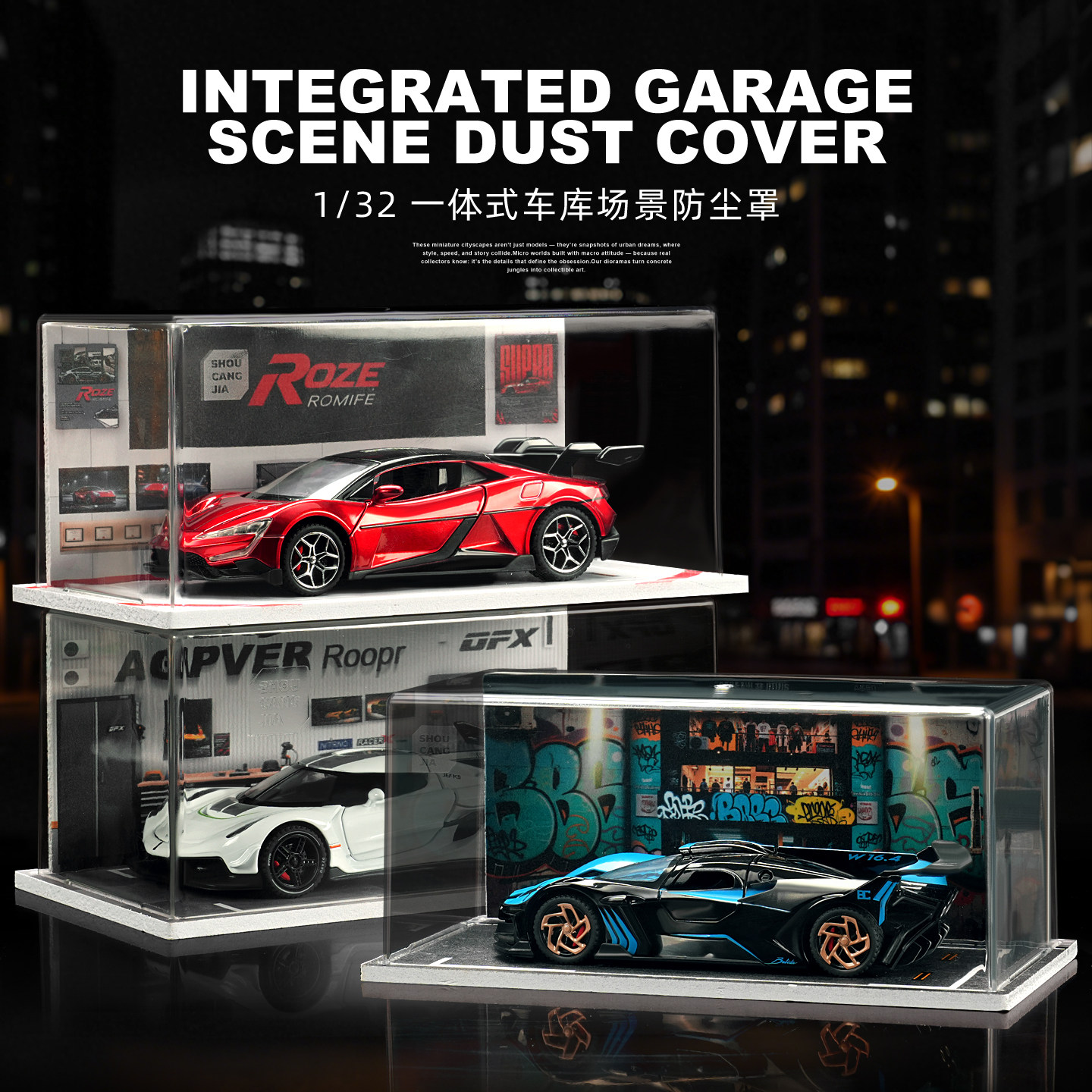 1:32 Scale Koenigsegg Car Model Simulation Modification Shop Garage Scene Sports Car Dustproof Display Box Collectible Ornament
