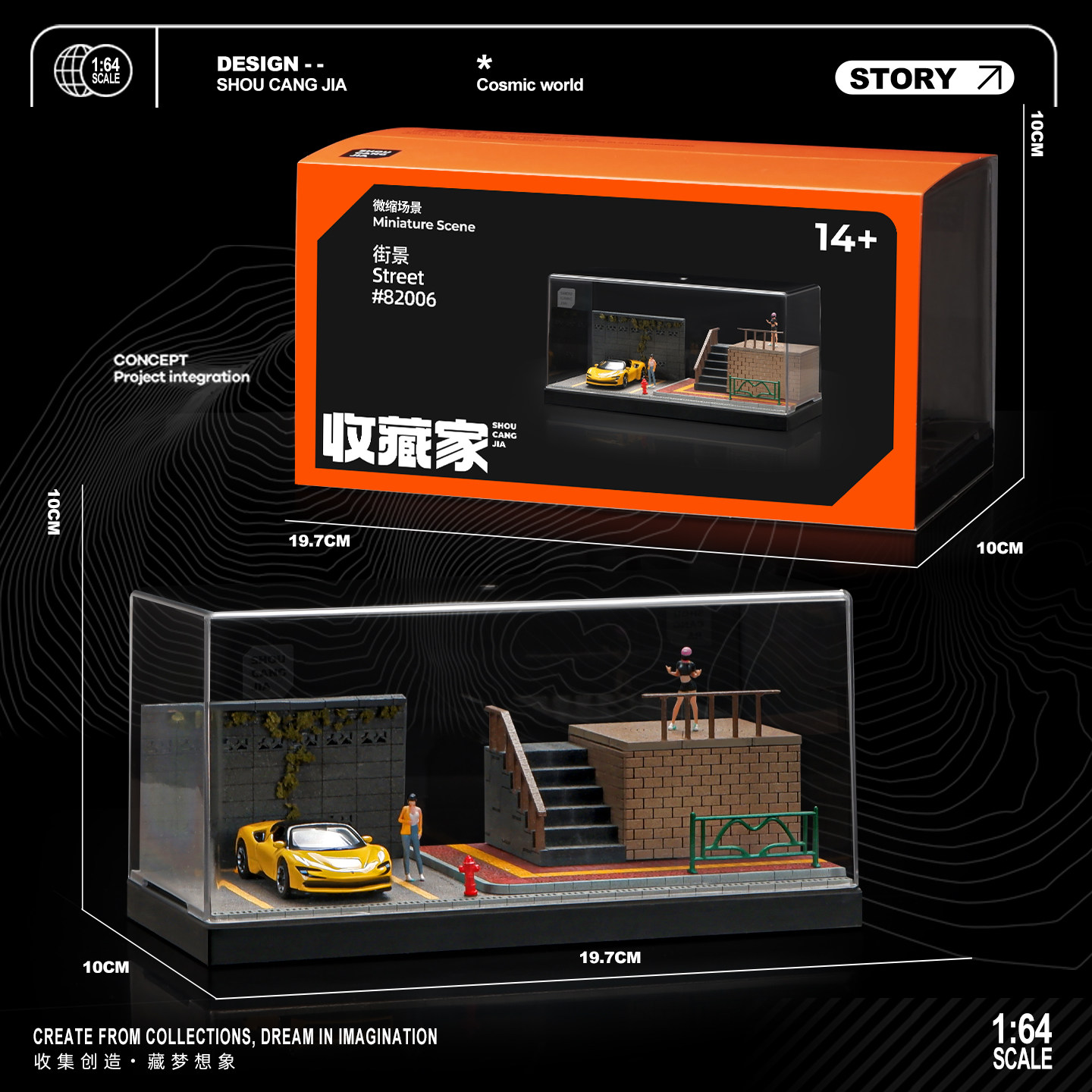 1:64 Scale Car Model Tiered Parking Lot Alloy Car Suitable for Tomica Truck Garage Dustproof Storage Display Box Ornament