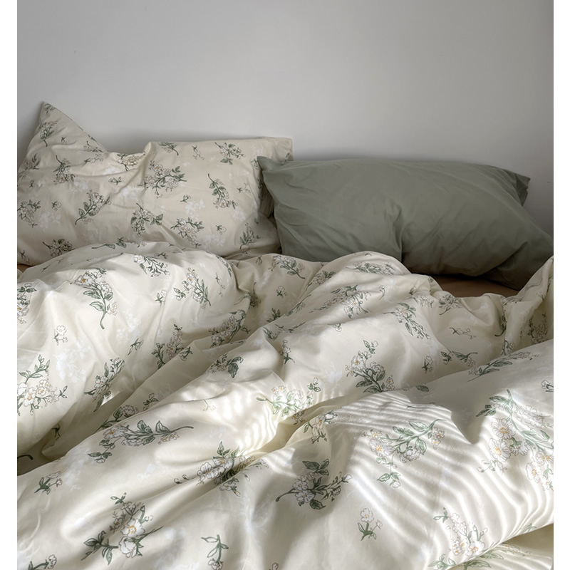 Art and wind All cotton four sets of pure cotton linen quilts by single quilt cover bed with hood bed Ogasawara double bed with three sets