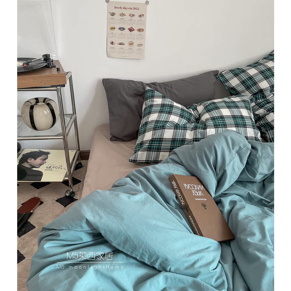 Firenze Florence Cotton washed cotton mashup four-piece set of cotton-solid simple sheet bedding