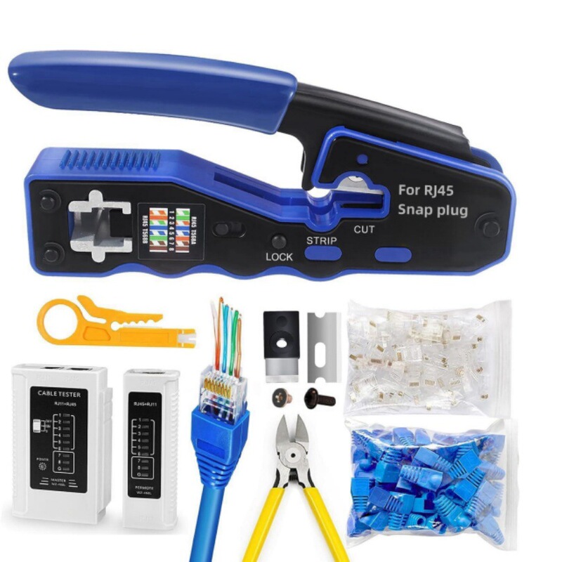 Home Use Network Cable Pliers Set, Network Crimping, Testing, Piercing, Crystal Head Making, Manual Pliers Tool Combination Box