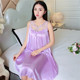 ຊຸດນອນຂອງແມ່ຍິງ Sexy Korean Style Ice Silk Lace Nightgown Summer Suspender Sleeveless Size Plus Size 200 Jin Fat MM Mid Skirt