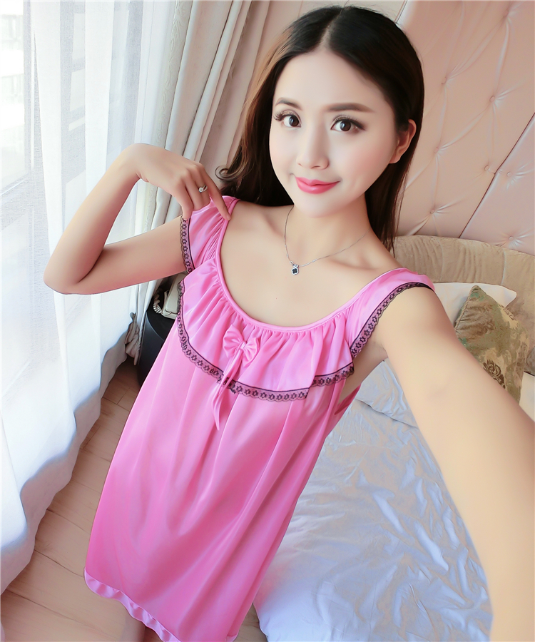 Nightdress nữ mùa hè không tay voan cộng với chất béo kích thước lớn chất béo MM200 kg lỏng ladies sexy ice silk đồ ngủ phần dài