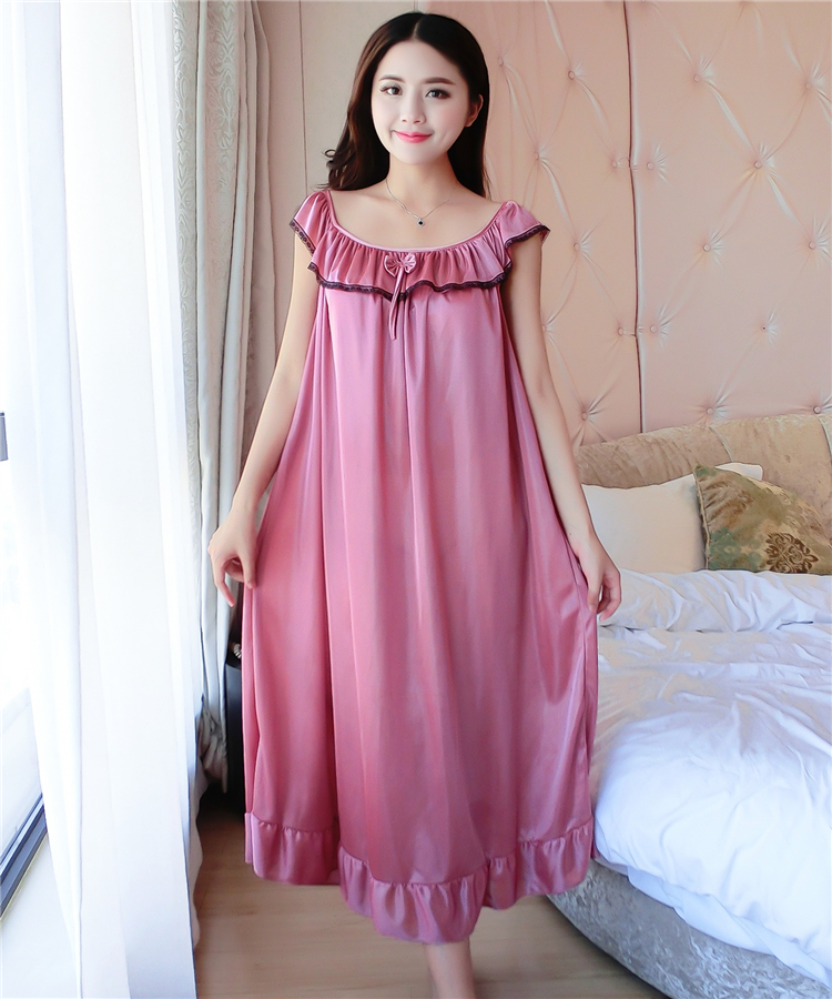 Nightdress nữ mùa hè không tay voan cộng với chất béo kích thước lớn chất béo MM200 kg lỏng ladies sexy ice silk đồ ngủ phần dài