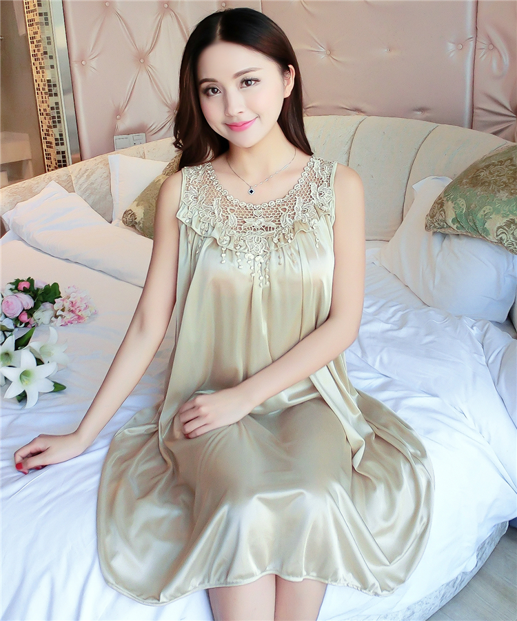 Mùa hè nightdress nữ phần mỏng băng lụa sling váy dài kích thước lớn £ 200 sexy cám dỗ Hàn Quốc đồ ngủ của phụ nữ dịch vụ nhà