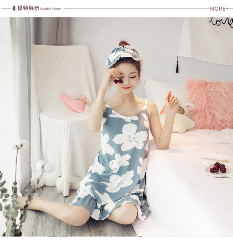 Mang theo của riêng bạn ngực pad áo ngực nightdress cô gái Hàn Quốc phiên bản của đồ ngủ cotton yếm trong sexy mùa hè nhà dịch vụ ăn mặc