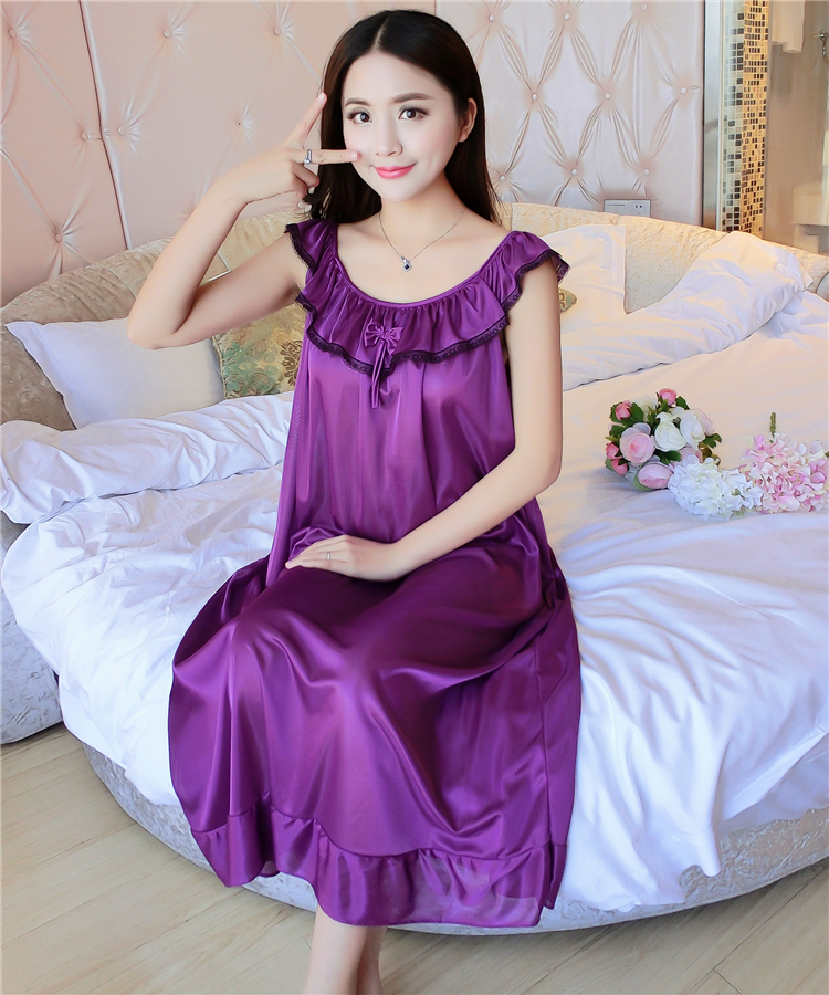 Nightdress nữ mùa hè không tay voan cộng với chất béo kích thước lớn chất béo MM200 kg lỏng ladies sexy ice silk đồ ngủ phần dài