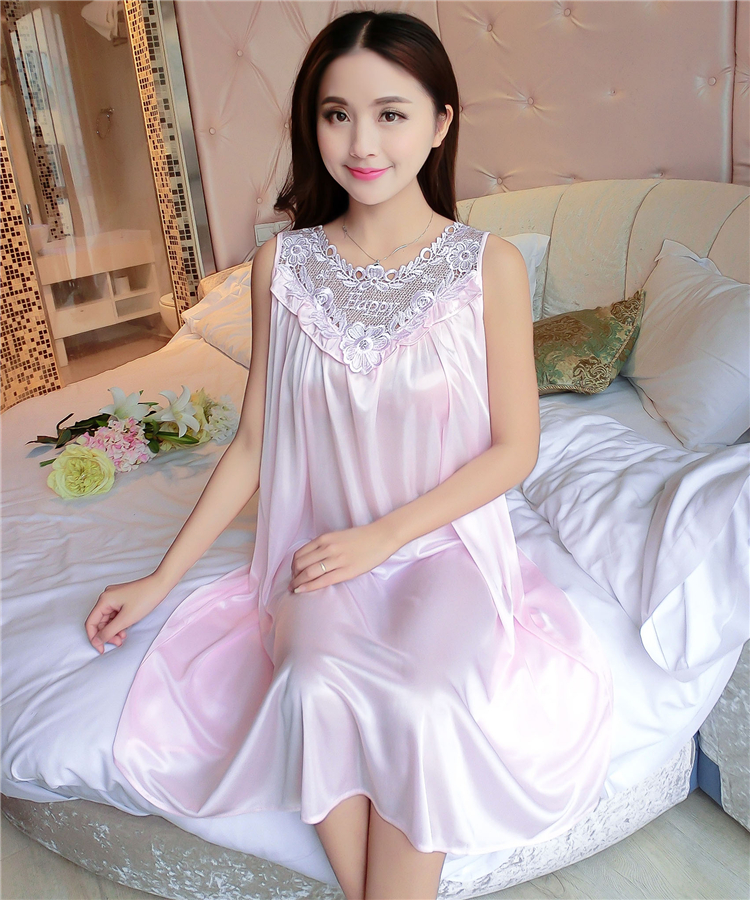 Mùa hè nightdress nữ phần mỏng băng lụa sling váy dài kích thước lớn £ 200 sexy cám dỗ Hàn Quốc đồ ngủ của phụ nữ dịch vụ nhà