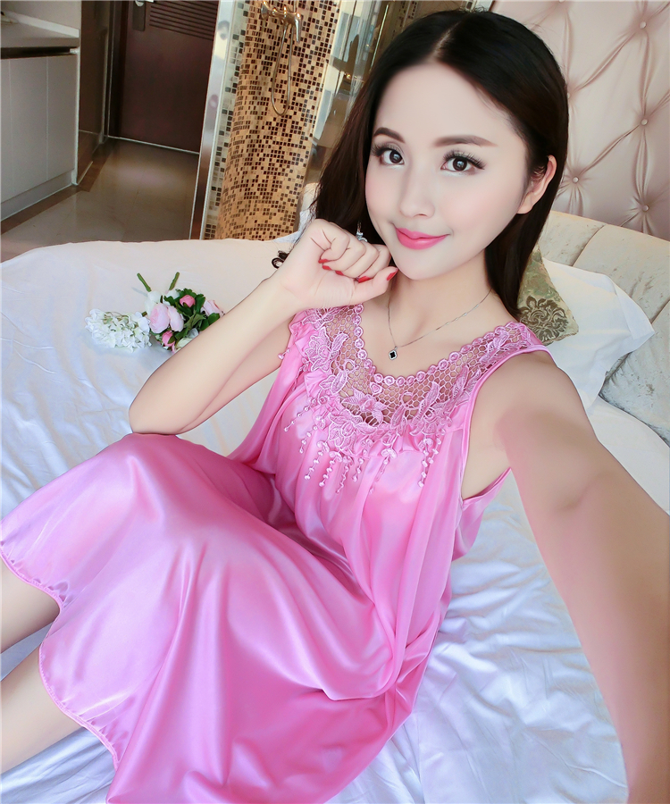 Mùa hè nightdress nữ phần mỏng băng lụa sling váy dài kích thước lớn £ 200 sexy cám dỗ Hàn Quốc đồ ngủ của phụ nữ dịch vụ nhà