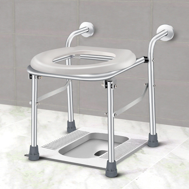 Folding and stacking wall-mounted chair for the elderly physically and mentally handicapped persons anti-slip squatting stool aluminium alloy bathing chair toilet heightening