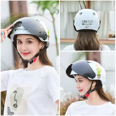 Electric car helmet gray male Lady Four Seasons universal semi-helmet summer Harley sunscreen cute full helmet helmet