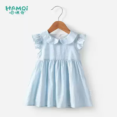 Hamiqi baby short sleeve dress summer baby skirt 1-2 girl child child princess dress summer dress 3-5 years old