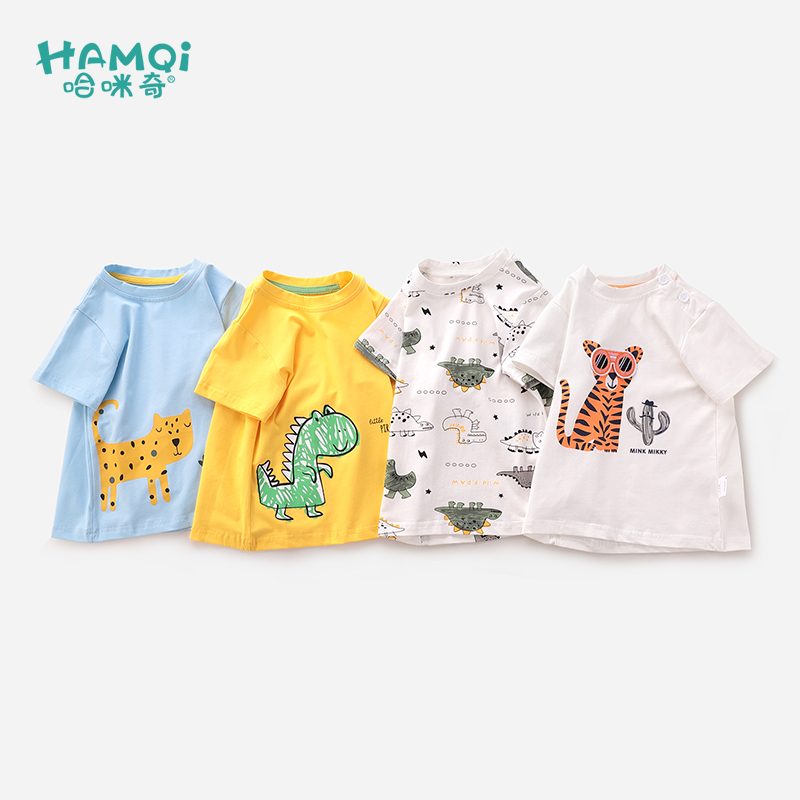 Hamić Boy T-shirt Summer Baby Tops Tops Summer Clothing Cotton Short Sleeve Children Half-sleeved Short Sleeve Clothing