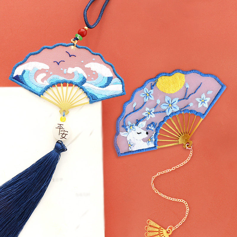 Embroidered Diy Material Bag Handmade Self-Embroidered Material Bag Ancient Wind Su Embroidery Bookmark Embroidered Embroidered with boyfriend Ping An Fo-Taobao