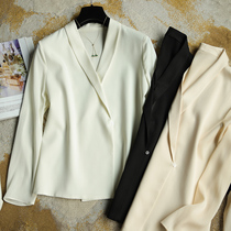 Relaxation in relaxation and luxurious texture weighing double joss genuine silk long sleeves One grain buckle suit jacket female summer mulberry silk #