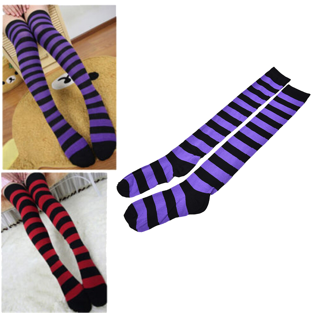 Move a wide striped over a knee sock.