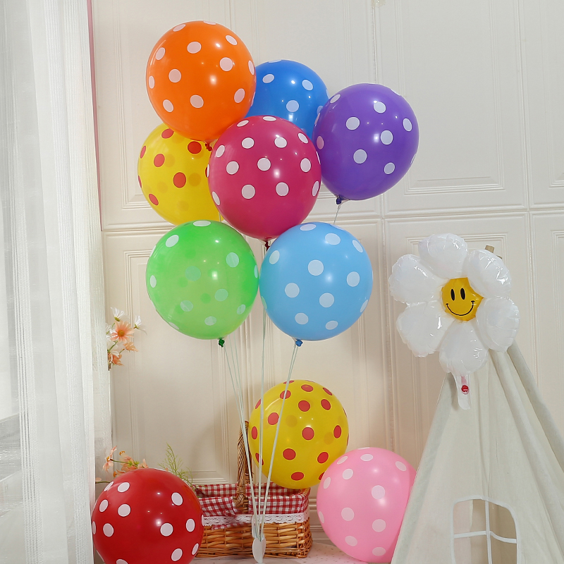 12-inch thickened balloon children's multi-color balloon birthday party arrangement kindergarten decoration Christmas wave dots
