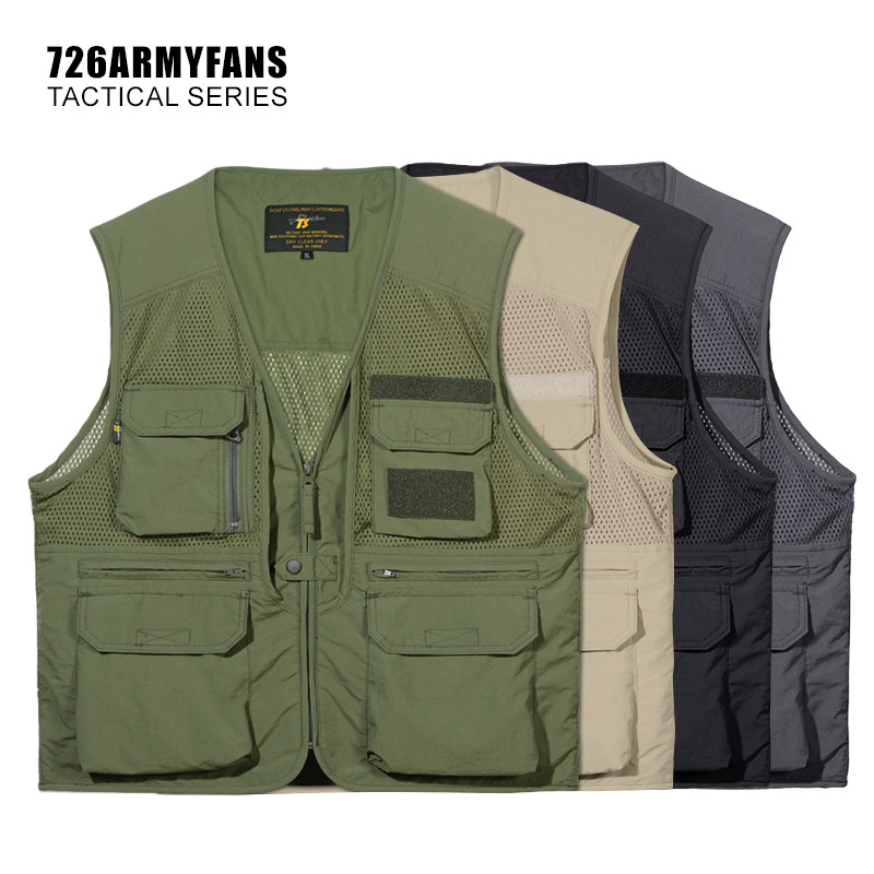 726 military fans multi-bag quick dry vest men's outdoor light thin photography fishing travel light vest custom function
