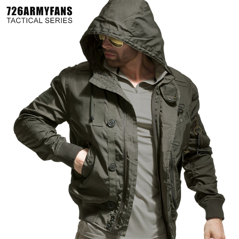726GEAR military fans autumn and winter New Air Force Short Bomber jacket men hooded stand collar ma1 coat