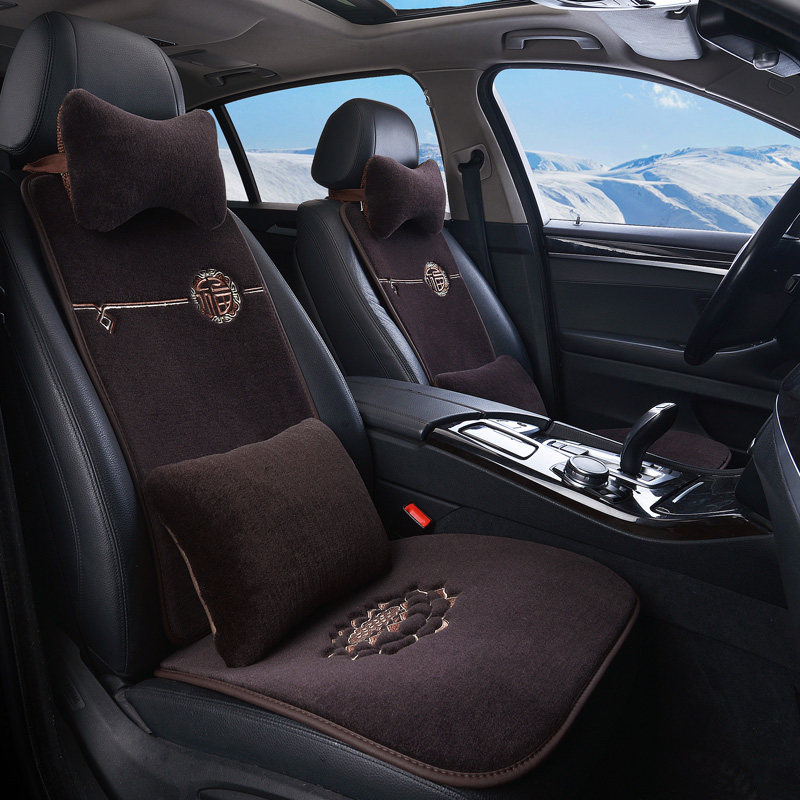 2023 new winter car seat cushion carpet sheep shearling pure wool blanket short plush cushion ladies small waist