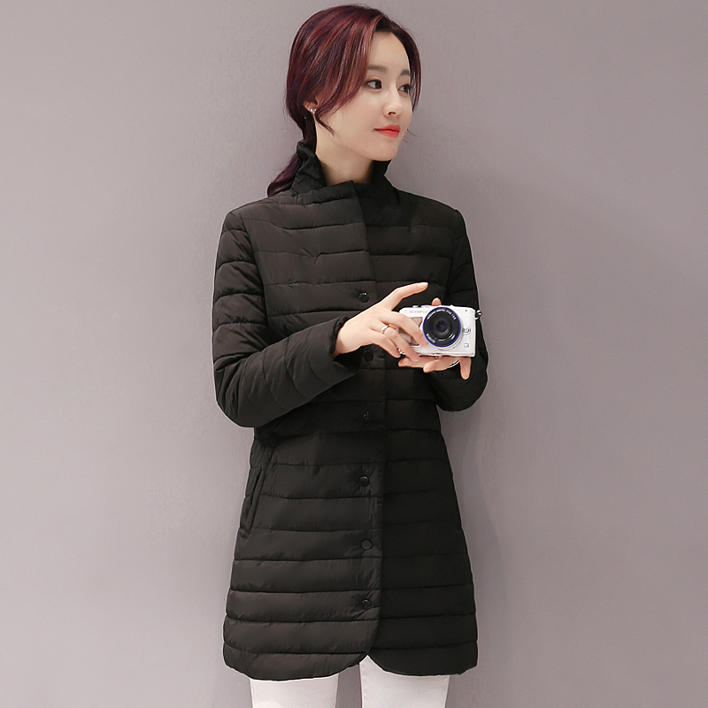 Độ dài trung bình phụ nữ bông quần áo 2019 phụ nữ mới mùa thu và ánh sáng mùa đông bông quần áo của chiếc áo khoác Hàn Quốc phiên bản của cơ thể cổ triều đơn giản bông