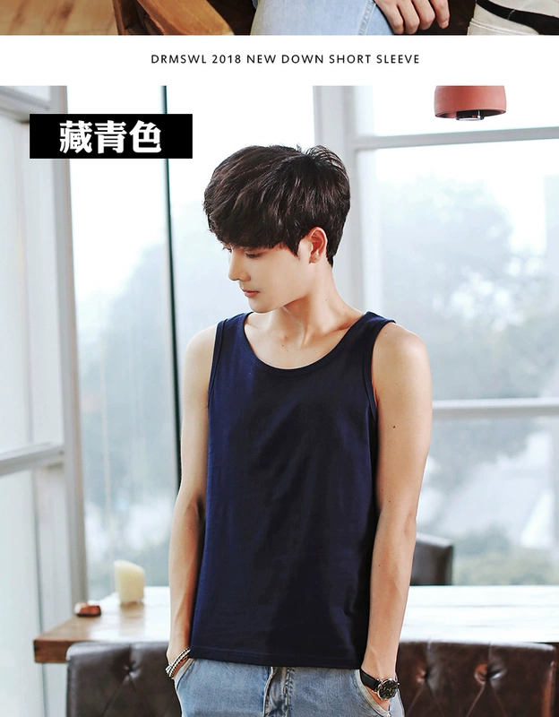 Áo vest thể thao nam tươi nhỏ cotton Kiểu dáng áo thun không tay đáy biển thương hiệu mùa hè áo trắng đi biển - Áo vest cotton áo khoác ba lỗ nam