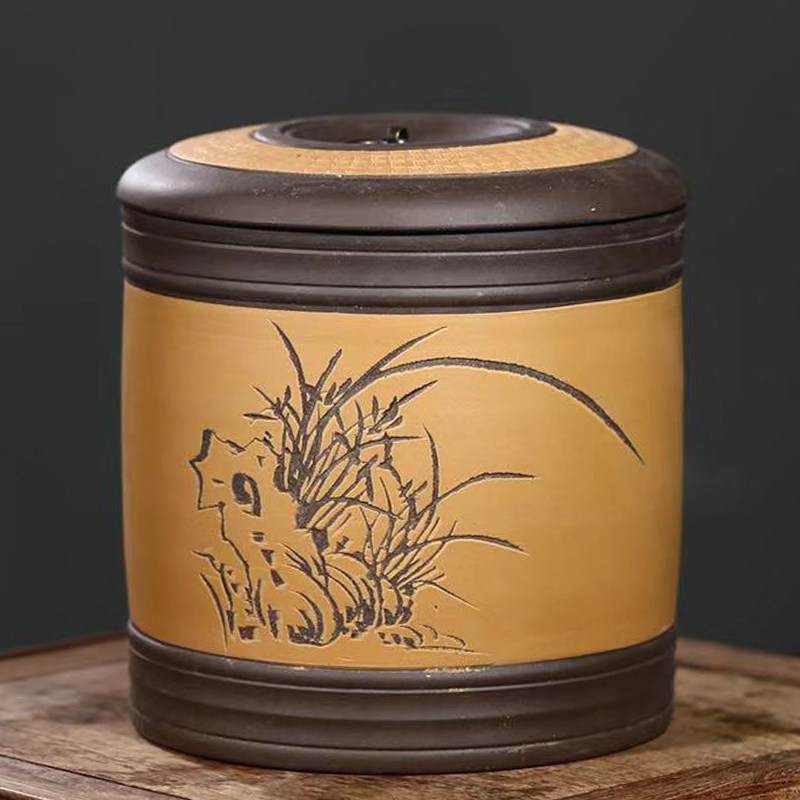 Yixing Purple Sand Tea Leaf Jars Large Size Code Number Hand Sealed Wake-up Tea Machine Rice Barrel Seven Subpie Pu'er Storage Vat Ceramics