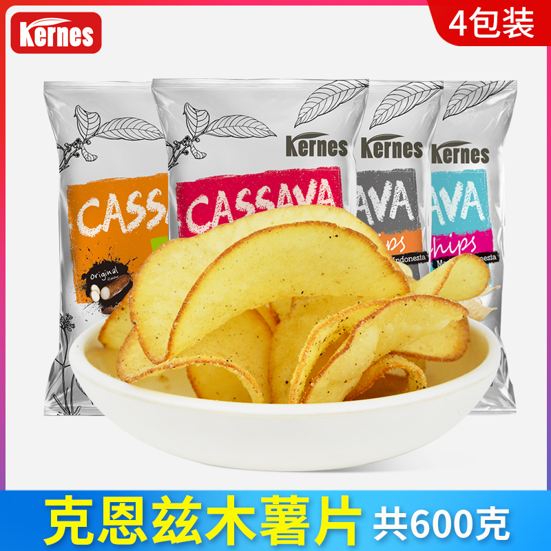 Indonesia imported Kernz cassava sheet 150g * 4 packs of multi-taste casual puffed snacks with large bag of potato chips