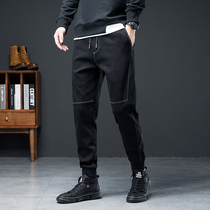 Fat Mars plus fat plus size leisure tide fat loose autumn and winter denim trousers men slim feet stitching