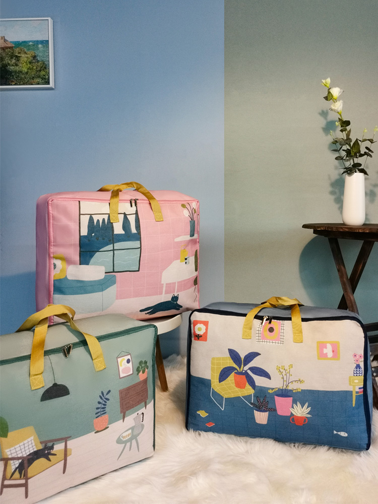 Storage bag Large capacity finishing bag Super coat quilt storage moving packing Four-piece set of hand luggage bag