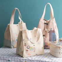 Simple Japanese insulation bag Lunch small ins Bento box tote bag work meal bag Canvas lunch box bag with rice bag