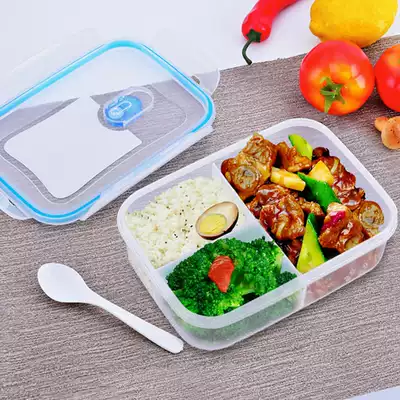 Heatable lunch box Fruit box plastic lunch box two portable children's plastic fresh-keeping box Microwave oven separation type