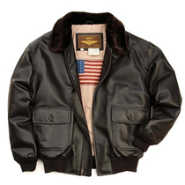 No Thieves WZJP Genuine Leather Flight Leather Jacket Mens World War II Classic G1 Lapel Motorcycle Jacket Large Size Gift