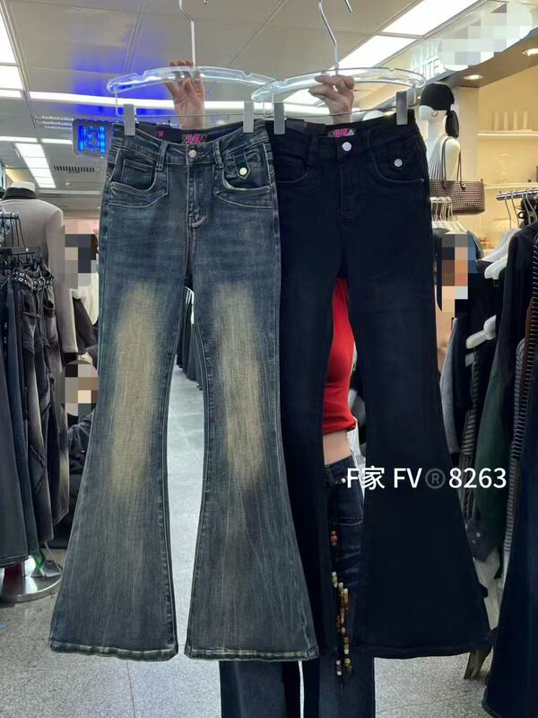 2025 Autumn New Style F Brand 8263 Jeans Korean Style Hot Girl Fashion Slim Fit Versatile Flared Pants 2025 Autumn New Style F Brand 8263 Jeans Korean Style Hot Girl Fashion Slim Fit Versatile Flared Pants