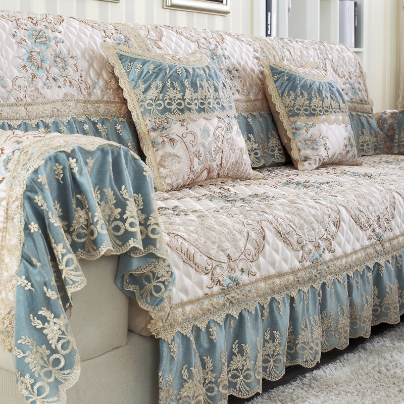 Sofa cushion European luxury non-slip four seasons fabric all-inclusive lace combination leather sofa cushion cover towel cover custom-made imperial concubine
