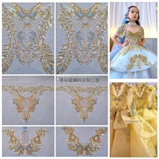 Липучка для пододеяльника 凤凰珠花亮片刺绣 辅料服装手工衣服婚纱礼服 diy新娘蕾丝