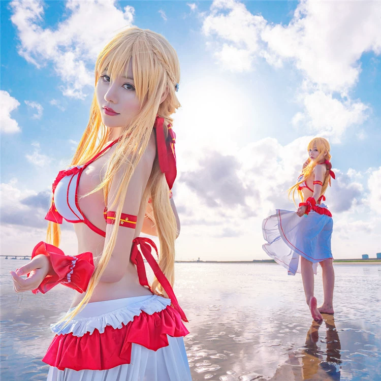 Sword Art Online SAO Asuna Yuki Asuna áo tắm cosplay trang phục - Cosplay