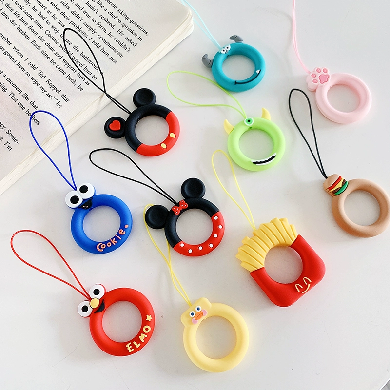 Dây đeo điện thoại di động u đĩa treo vòng khóa silicone vòng treo cổ ngắn dây buộc dây donut dây buộc dễ thương - Nhẫn