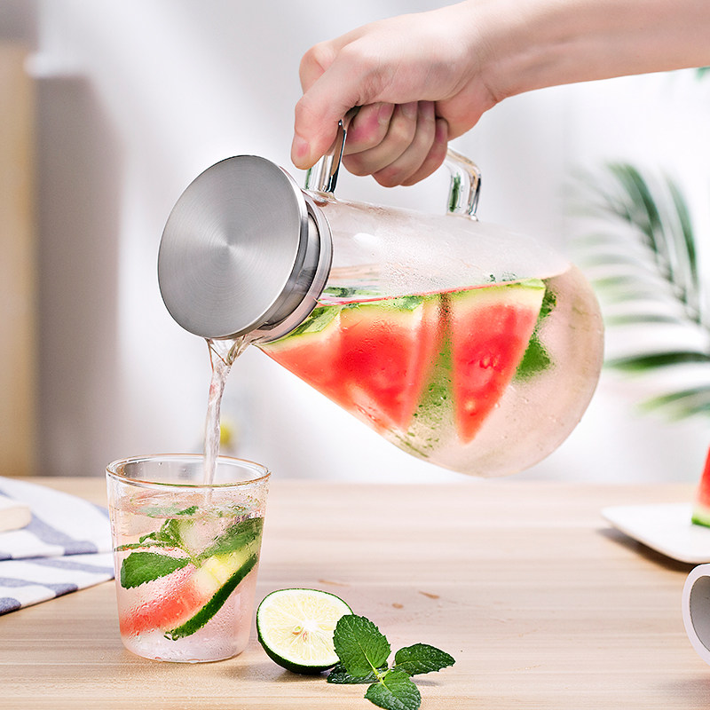 Fujiang cold kettle glass cold kettle heat-resistant household explosion-proof large capacity cold white water teapot cup set